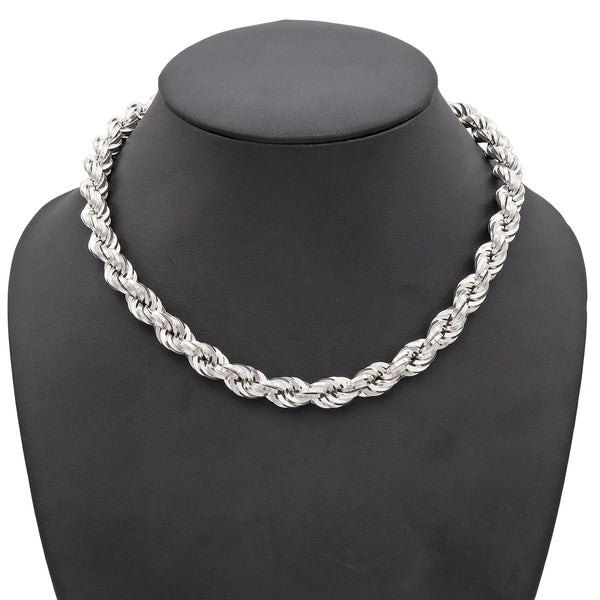 Sterling Silver Chunky Twist Rope Chain Link Necklace