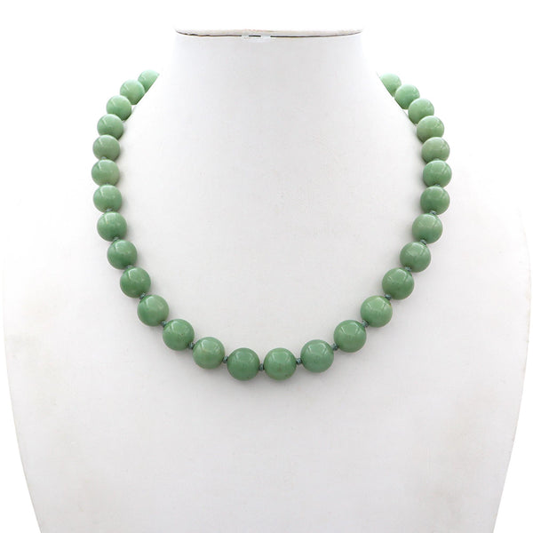 Vintage Sterling Silver Aventurine Beaded Strand Necklace