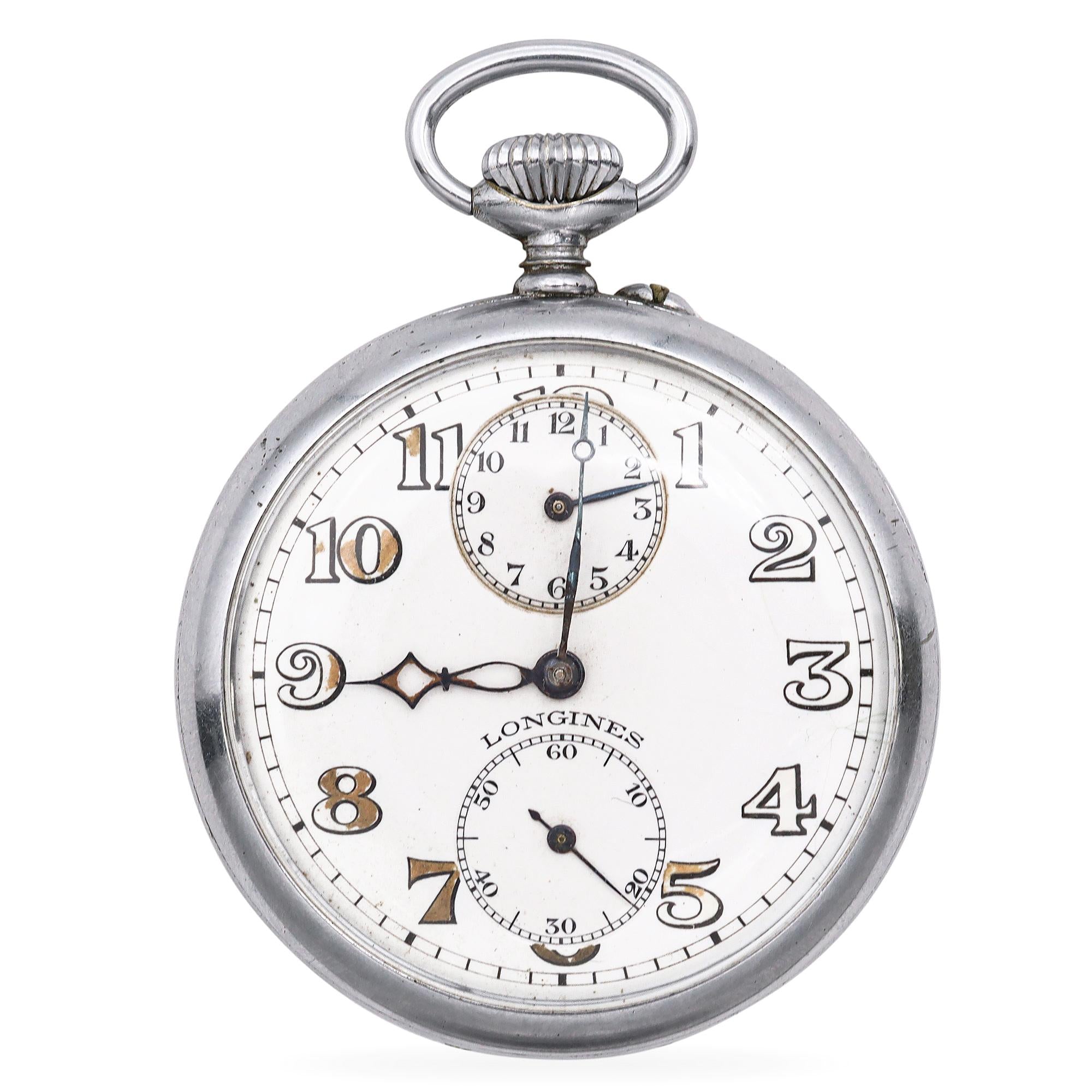 Antique Longines 15 Jewel Chronograph Alarm Pocket Watch