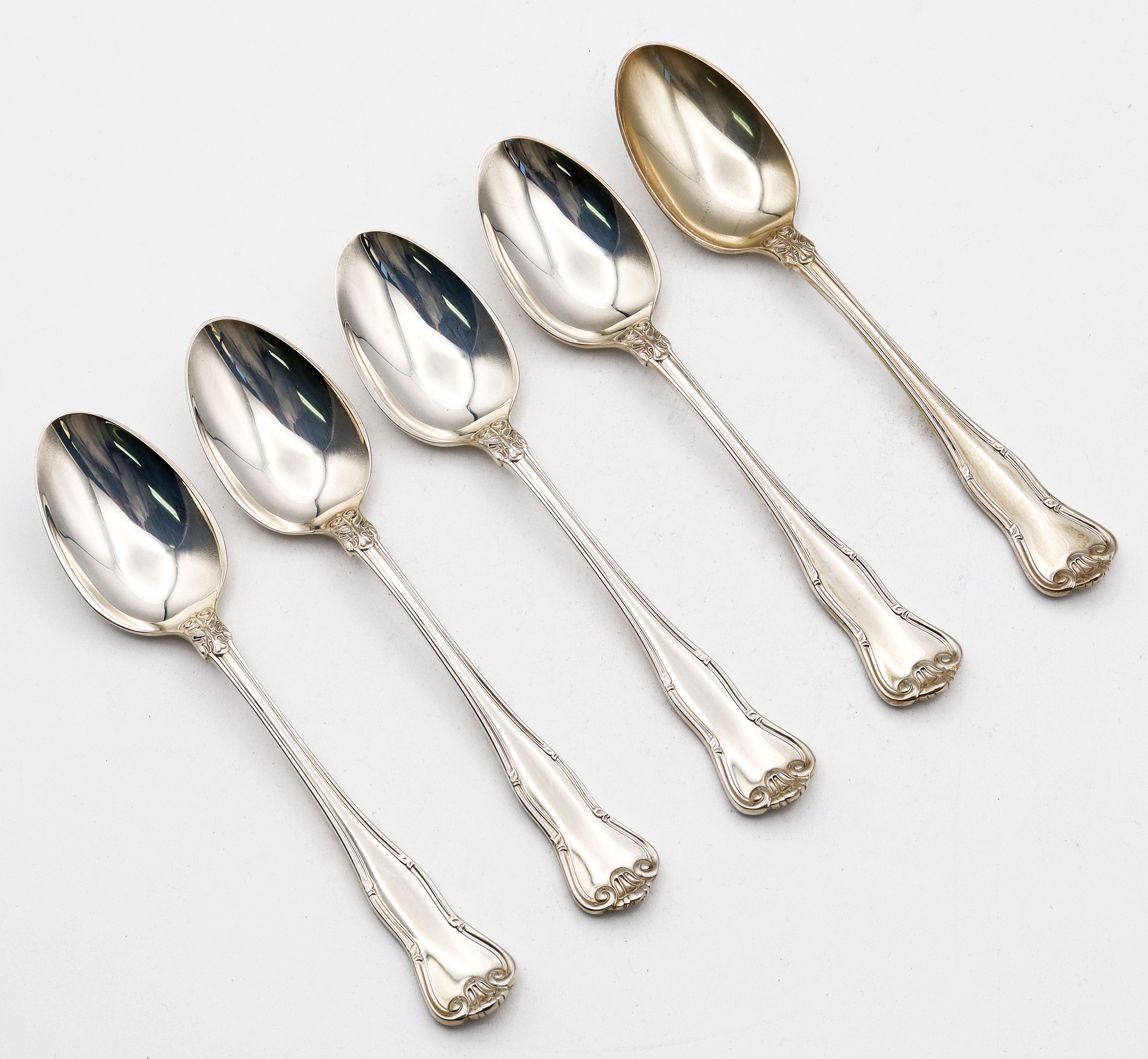 Lot of 5 Tiffany Provence Sterling Silver Tea Spoons 6" No Mono