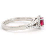 Estate 14K White Gold Ruby & 0.24 TCW Diamond Band Ring, Size 7