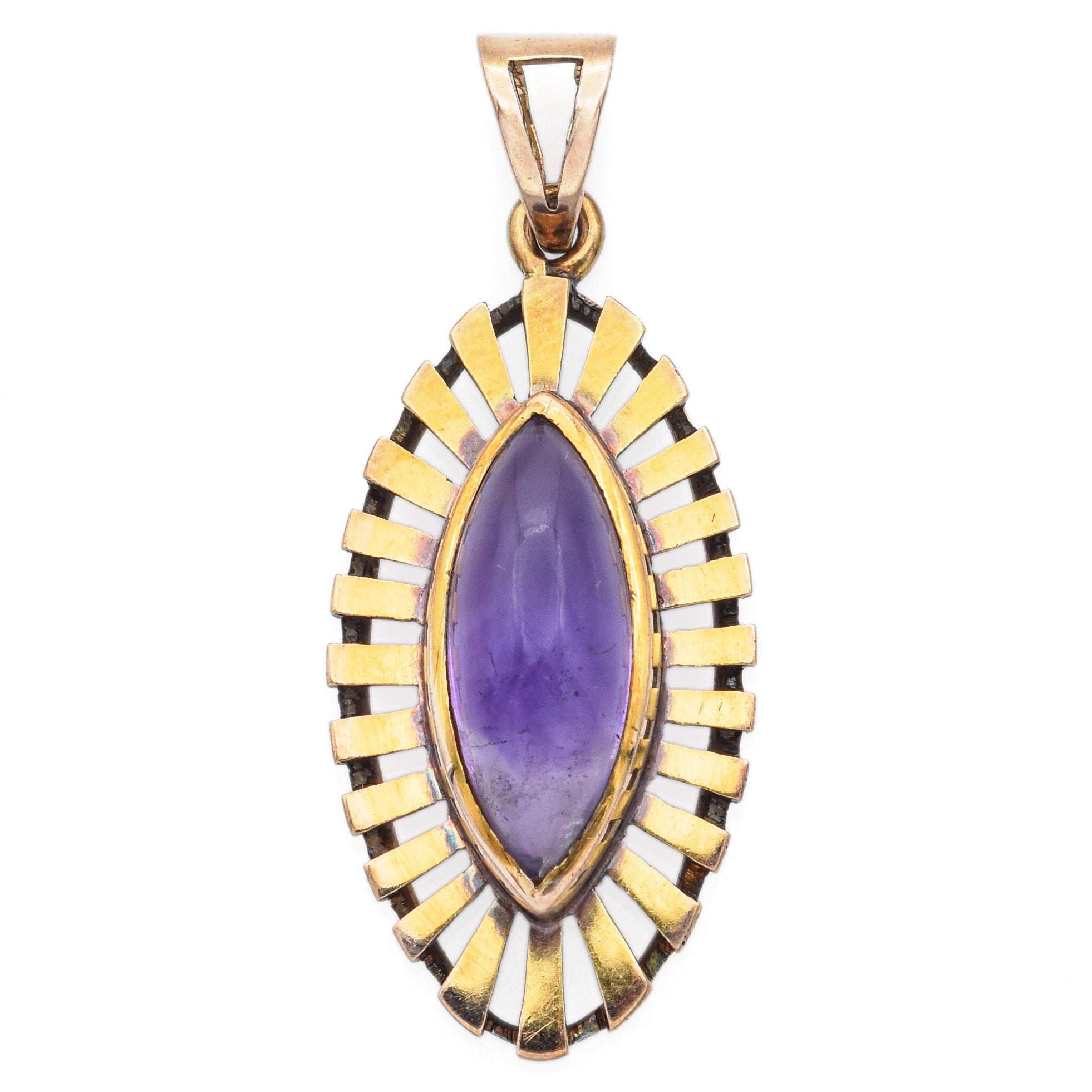 Vintage 14K Yellow Gold 7.14 Ct Amethyst Marquise Pendant