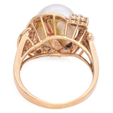 14K Yellow Gold Pearl and 0.80 TCW Diamond Cocktail Ring