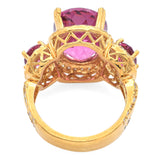 Estate 18K Yellow Gold 6.00 TCW Rubellite & 0.70 TCW Diamond Cocktail Ring