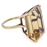 Vintage 14K Yellow Gold 23 Ct Smoky Quartz Cocktail Ring Size 6