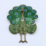 Vintage Peacock Green & Blue Enamel Hinged Brooch in Sterling Silver