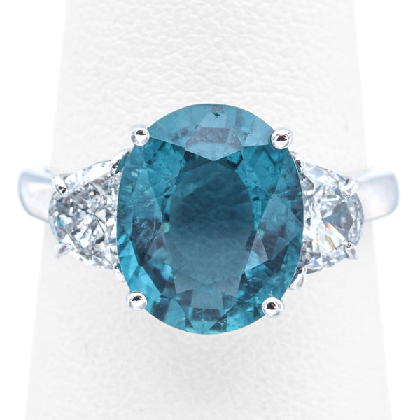 Estate 18K White Gold 4.67 Ct Indicolite & 1.00 TCW Diamond Cocktail Ring Size 8