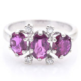 Estate 14K White Gold Ruby & Diamond Band Ring Size 5.5