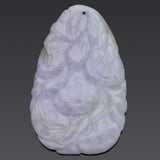 Vintage Translucent Lavender Jade Large Carved Floral Pendant 32.30 Grams