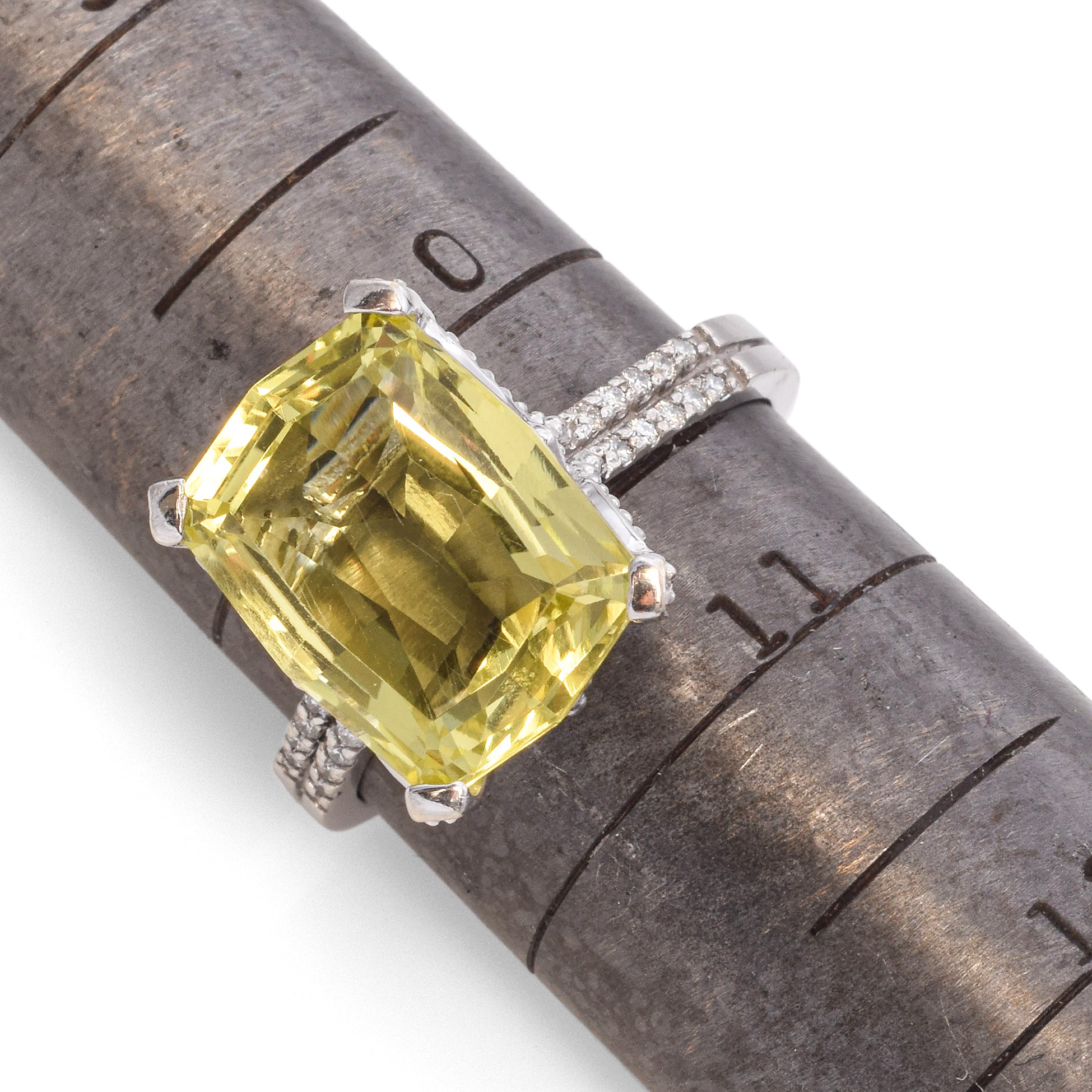 Effy 14K White Gold 10.5 Ct. Lemon Quartz Diamond Cocktail Ring