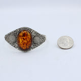 Baltic Amber Adjustable Cuff Bracelet in Sterling Silver