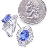 18K White Gold Tanzanite and 1.56 TCW Diamond Omega-Back Earrings