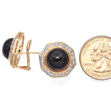 Vintage 14K Yellow Gold Black Onyx and Diamond Earrings