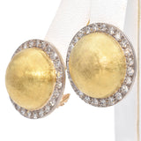 Vintage 18K Yellow and White Gold 1.44 Ct. Diamond Halo Clip On Earrings