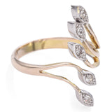 9K Yellow Gold Diamond Leaf Motif Ring