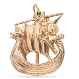 Vintage 15K Rose Gold Viking & 9K Rose Gold Viking Ship Dragon Boat Large Charm