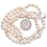 Vintage 14K White Gold Pearl Beaded Double-Strand Necklace 16 Inches