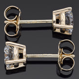 14K Yellow Gold 0.87 TCW Natural Diamond Round Stud Earrings 4.8 mm