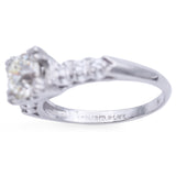 GIA 1.03 Carat Old Euro L SI1 Diamond Center 900 Platinum Band Ring 1.15 TCW