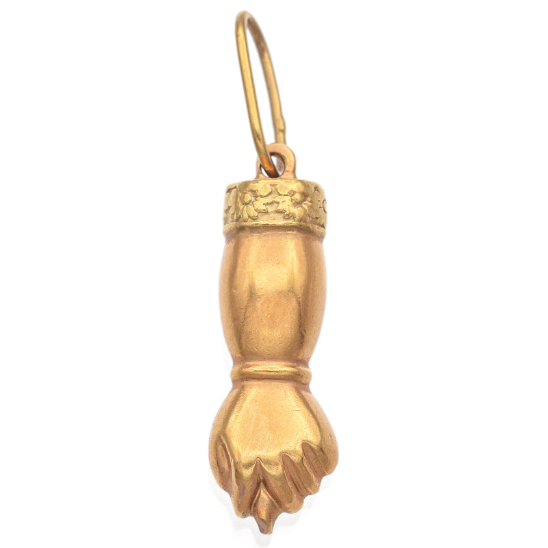 Vintage 18K Solid Yellow Gold Figa Fist Heavy Pendant