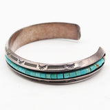 Vintage Signed Southwest Indian Sterling Silver Turquoise Cuff Bracelet