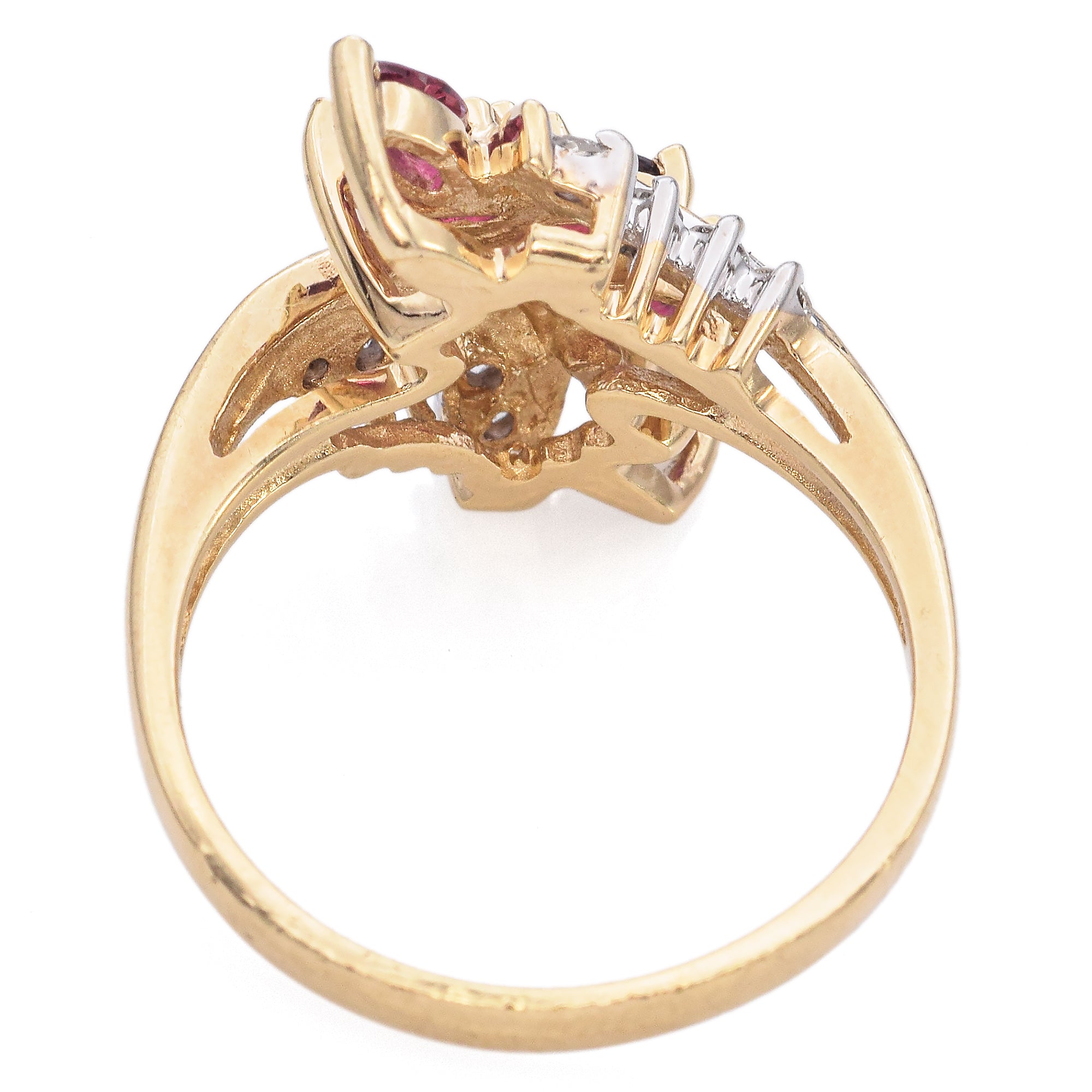 14K Yellow Gold Marquise Ruby and Diamond Ring