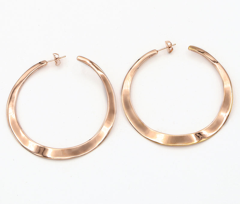 Estate IPPOLITA Rose Gold Vermeil Sterling Silver Hammered Hoop Earrings