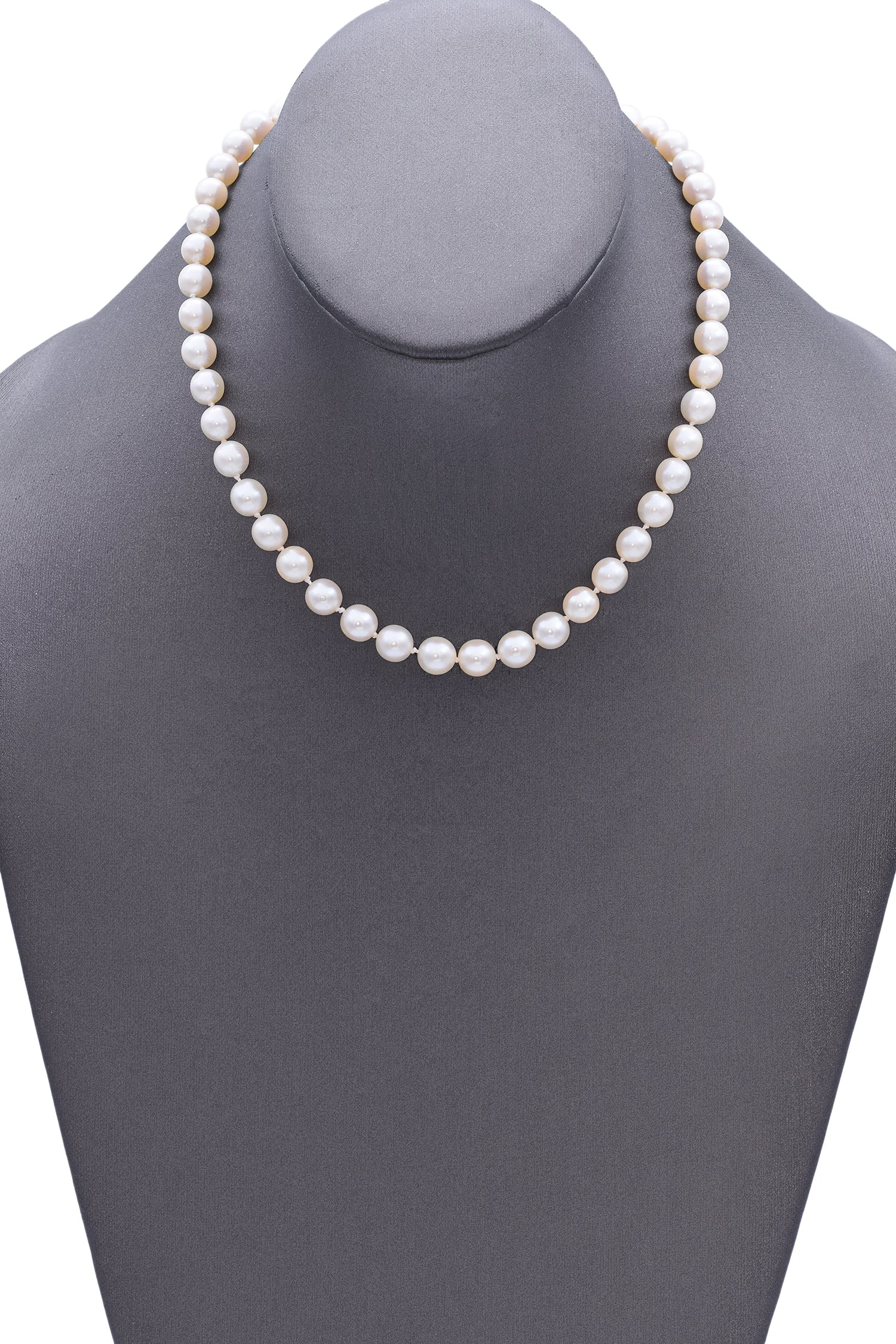 Vintage 14K White Gold Pearl Beaded Strand Necklace 16 Inches