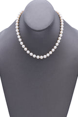 Vintage 14K White Gold Pearl Beaded Strand Necklace 16 Inches