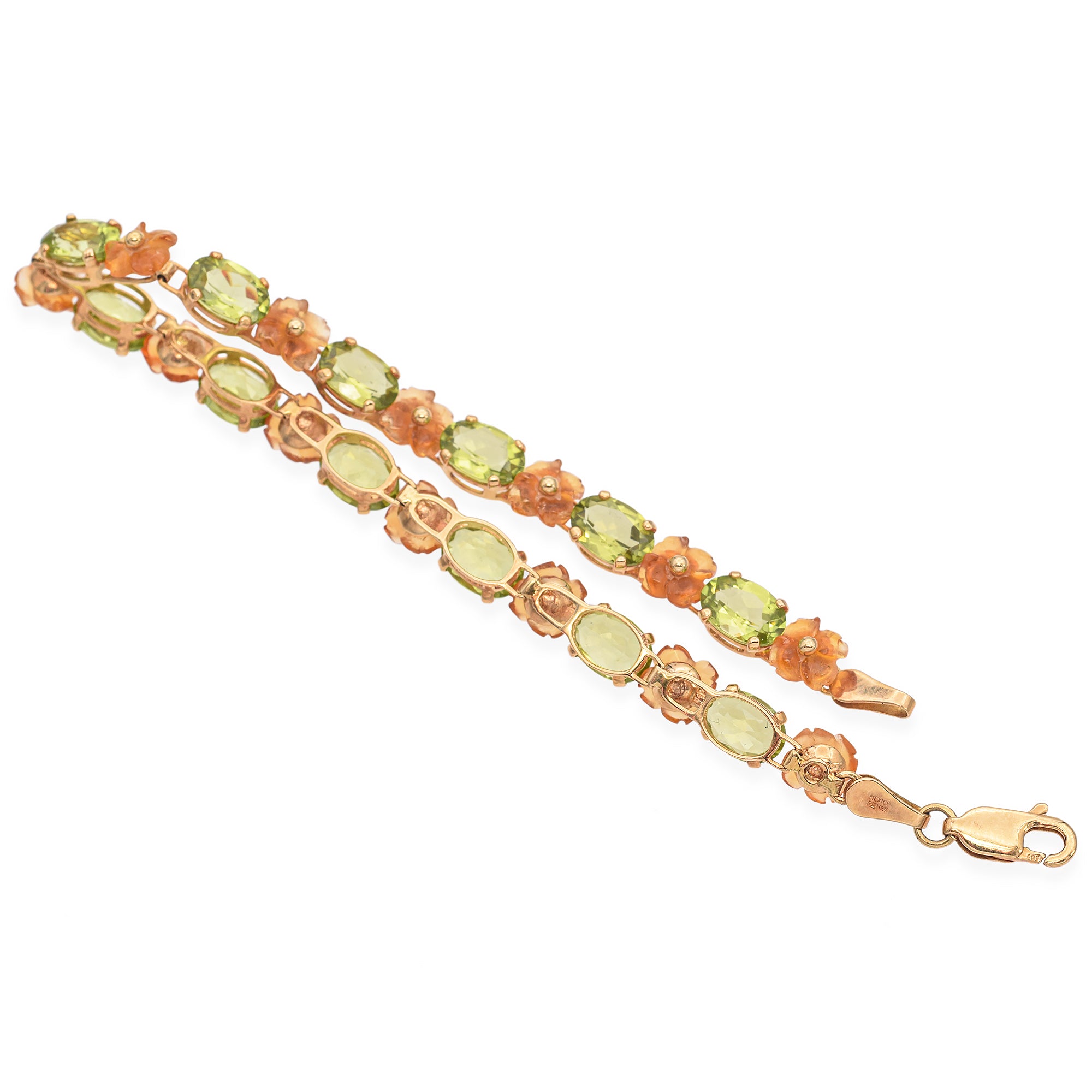 14K Yellow Gold Peridot and Flower Citrine Bracelet