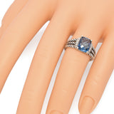 David Yurman Petite Wheaton Sterling Silver 3.60 Ct. Blue Topaz & Diamond Ring