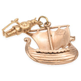 Vintage 15K Rose Gold Viking & 9K Rose Gold Viking Ship Dragon Boat Large Charm