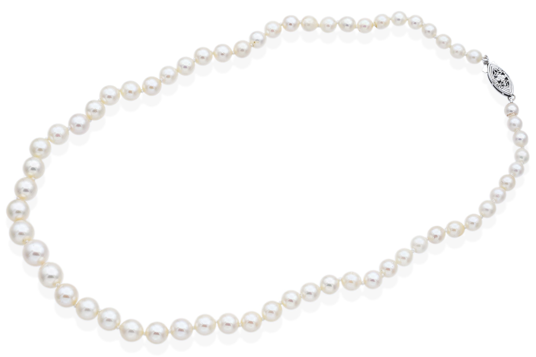 Vintage 14K White Gold Pearl Beaded Strand Necklace 16.5 Inches