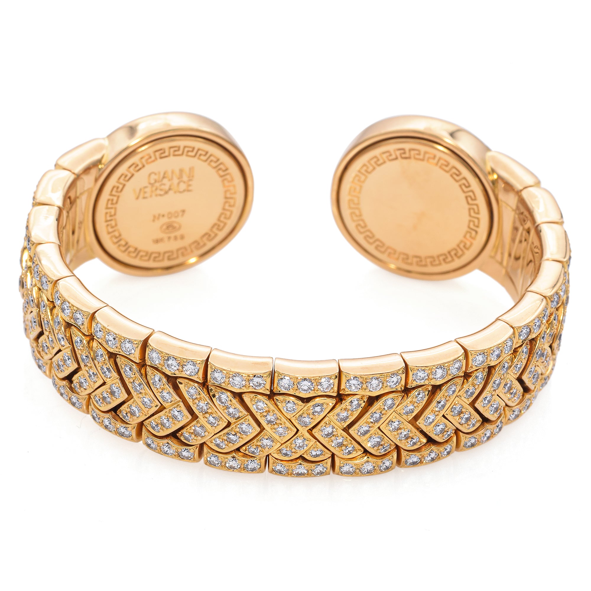 Gianni Versace 18K Yellow Gold 6.13 TCW Diamond Medusa Cuff Bracelet