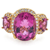 Estate 18K Yellow Gold 6.00 TCW Rubellite & 0.70 TCW Diamond Cocktail Ring