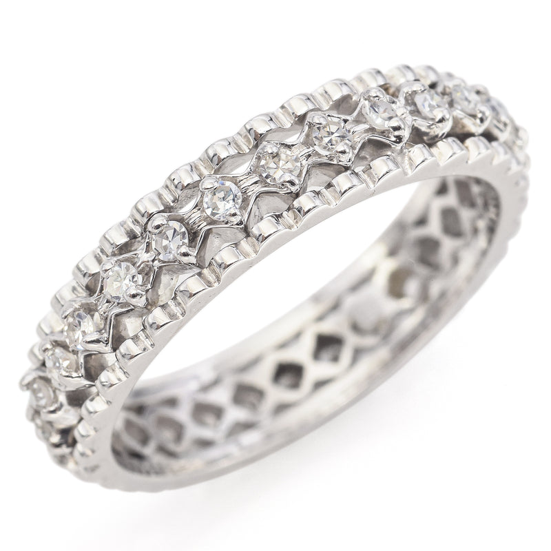 Vintage 14K White Gold Diamond Eternity Band