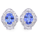 18K White Gold Tanzanite and 1.56 TCW Diamond Omega-Back Earrings