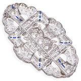 Vintage Art Deco Platinum 5 TCW Diamond and Sapphire Brooch