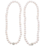 2x Vintage Freshwater Pearl Magnetic Clasp Convertible Beaded Strand Necklaces