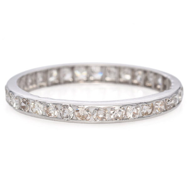 Antique Platinum .5 TCW Diamond Eternity Band Ring Size 6.5