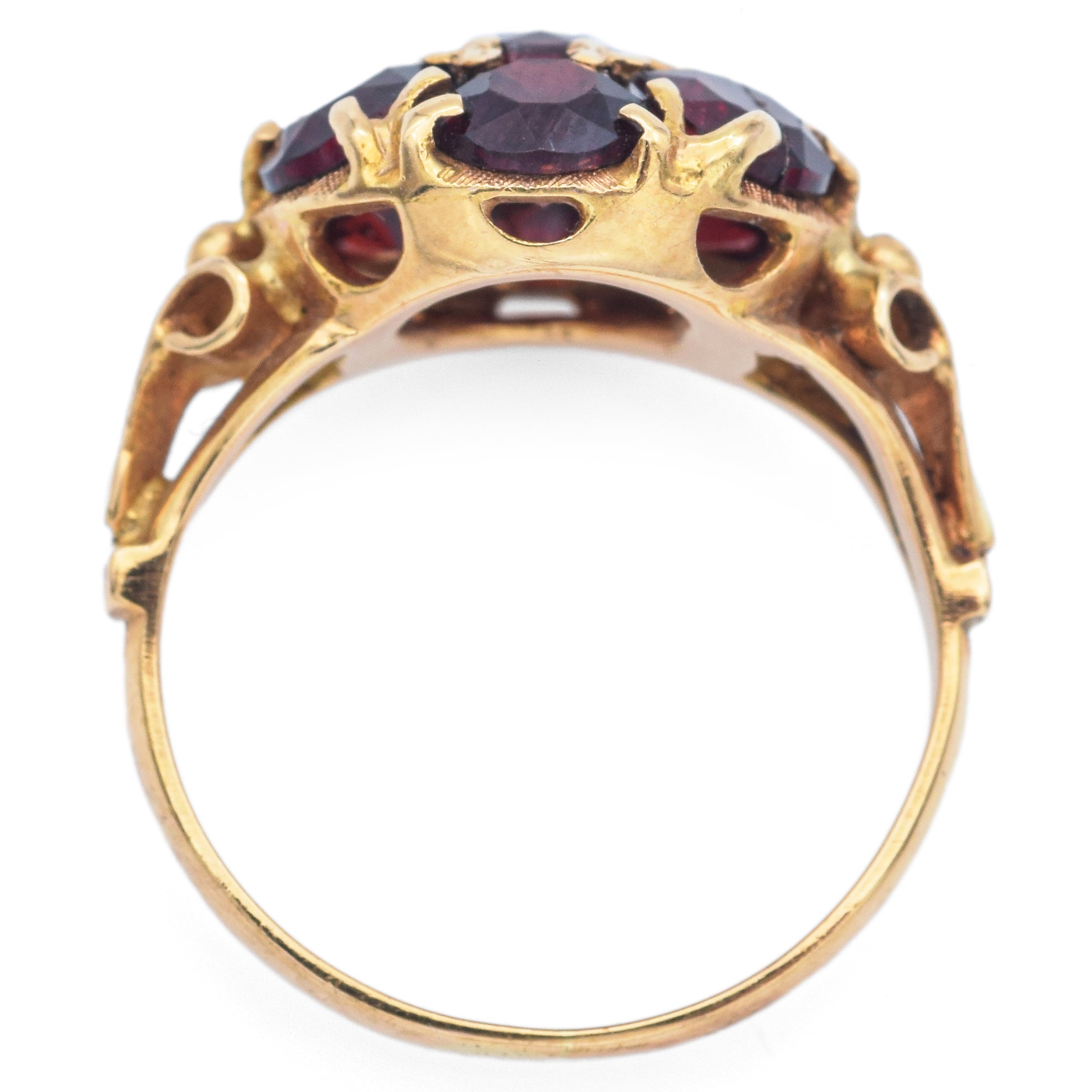 Antique 18K Yellow Gold Garnet Band Ring Size 4.5