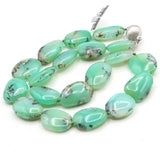 Estate Magnetic Sterling Silver Clasp Chrysoprase Beaded Stone Necklace 21"