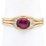 Vintage 18K Yellow Gold Rubellite Band Ring Size 6.75