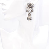 Estate Sterling Silver Floral Drop Traditional Jhumka Earrings