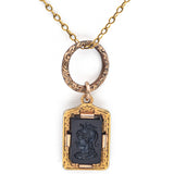 Antique GF Onyx & Garnet Intaglio Pendant on 14K Gold Chain