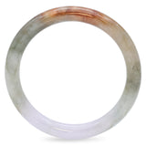 GIA Variegated Green, White Orangy Brown Grade A Jadeite Jade Bangle Bracelet