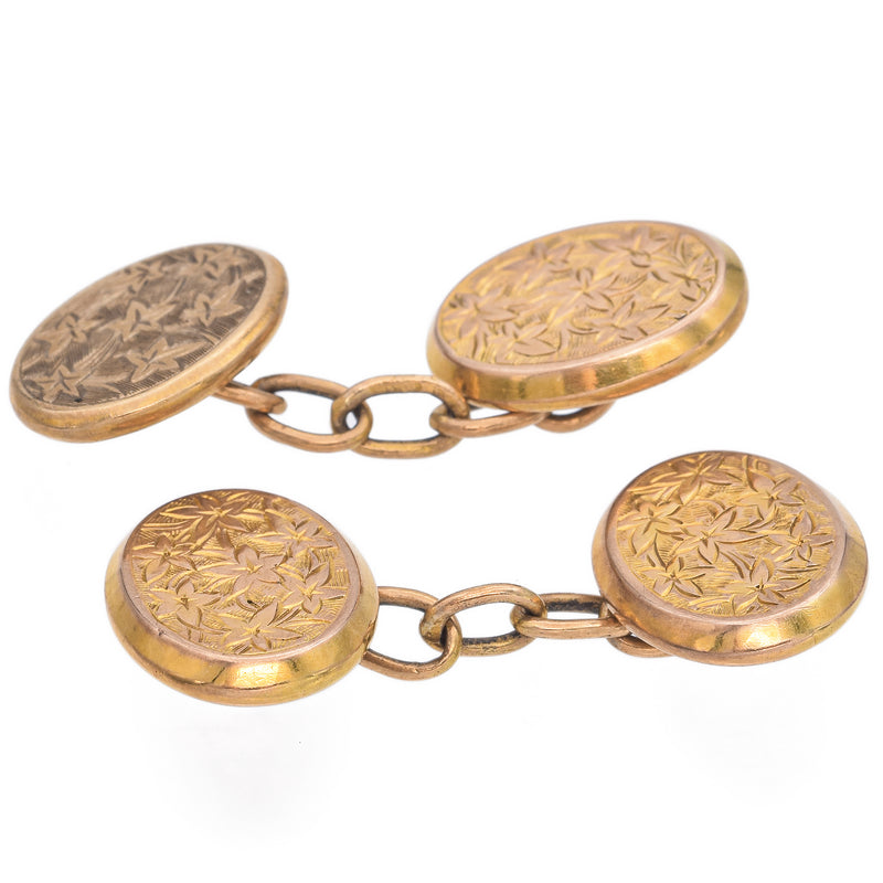 Antique J. Leufer Tuam Ireland 12K Yellow Gold Cufflinks