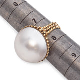 Vintage Tiffany & Co. 18K Yellow Gold Mabe Pearl Cocktail Ring Size 7.5