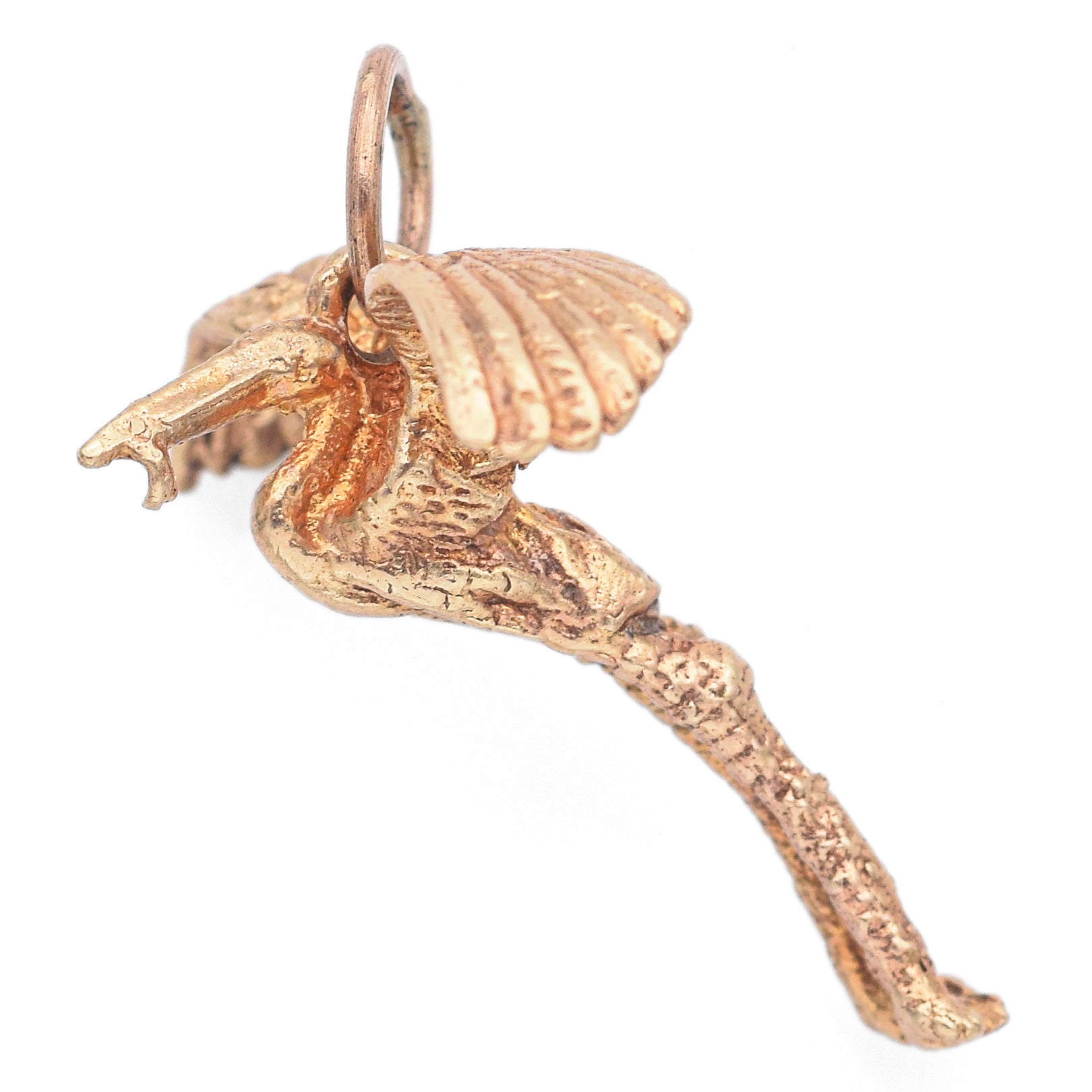 Vintage 14K Yellow Gold Stork Bird Charm Pendant