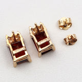 10K Yellow Gold Diamond Garnet Stud Earrings